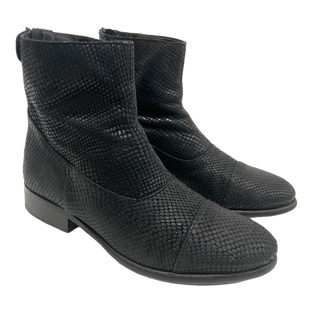 Billi Bi Copenhagen Black Leather Snake Print Almond Toe Casual Booties Women 40